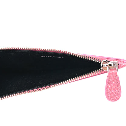 Balenciaga Sparkling Fabric Logo Large Cash Long Coin Card Holder Sweet Pink Black 5 of 8