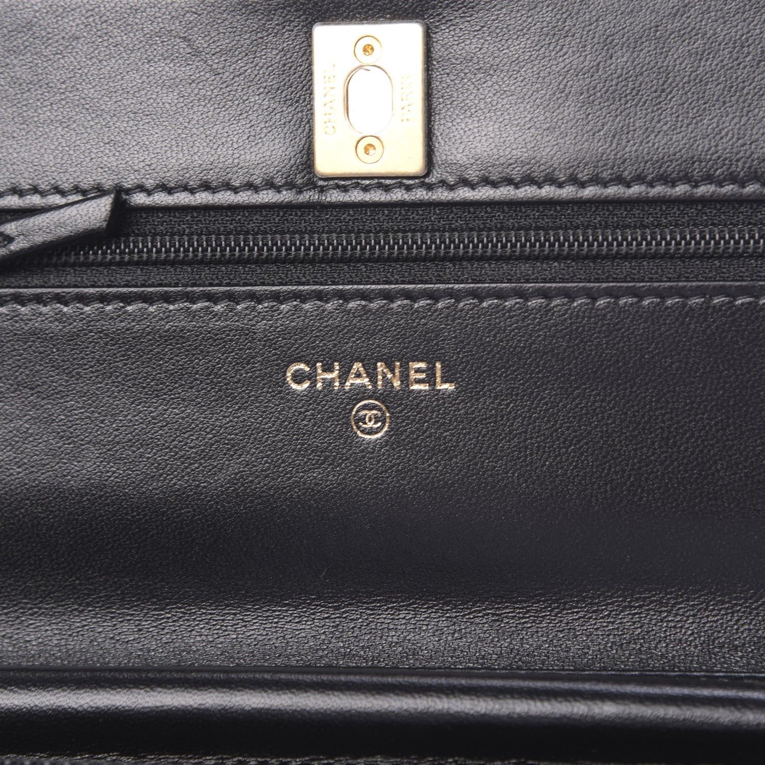 Chanel Lambskin Quilted CC Pearl Crush Wallet on Chain WOC Black 6 of 13