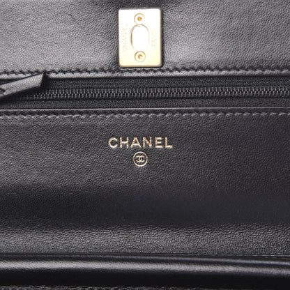Chanel Lambskin Quilted CC Pearl Crush Wallet on Chain WOC Black 6 of 13
