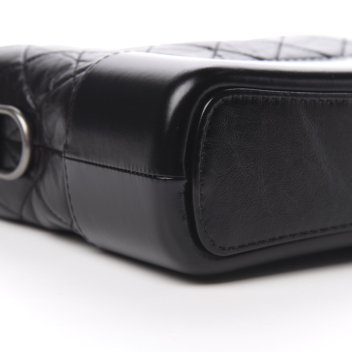 Aged Calfskin Quilted Small Gabrielle Hobo Black