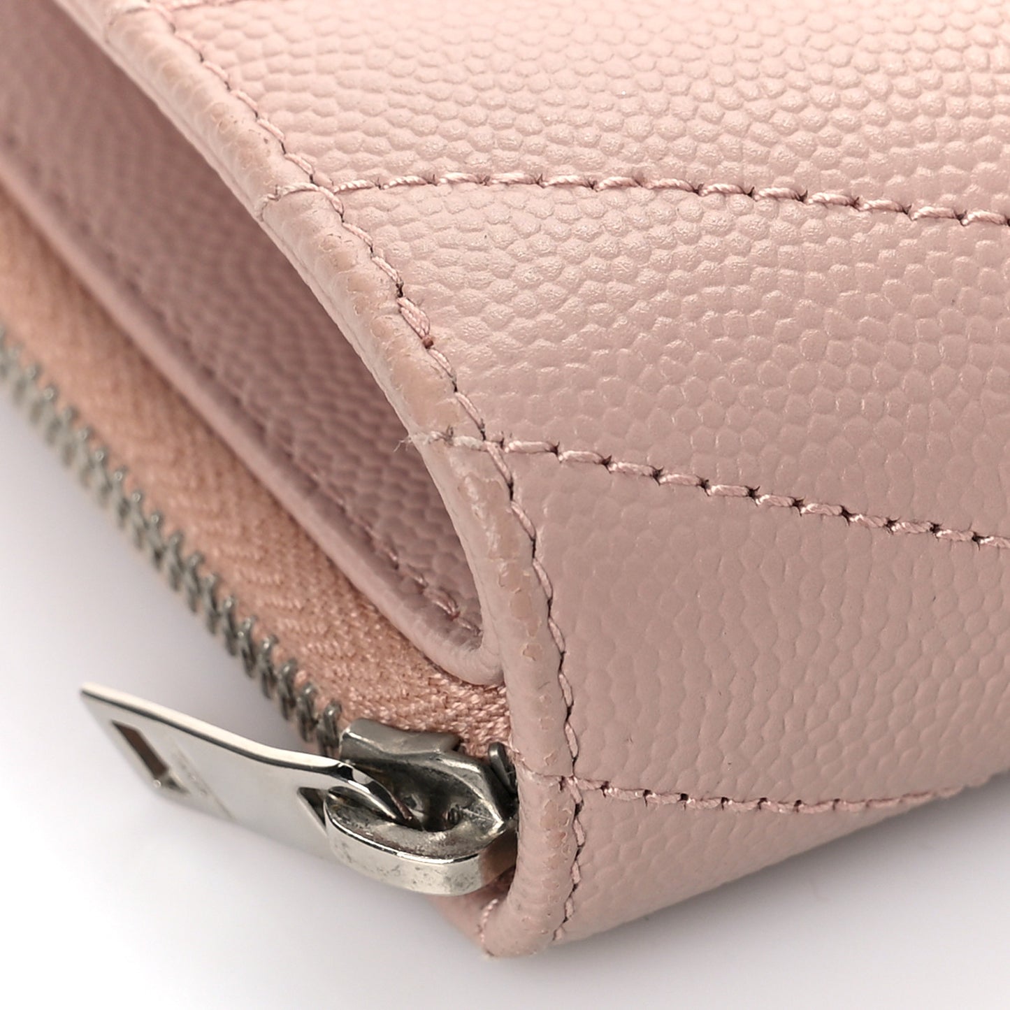 Grain De Poudre Matelasse Chevron Monogram Compact Zip Around Wallet Pink