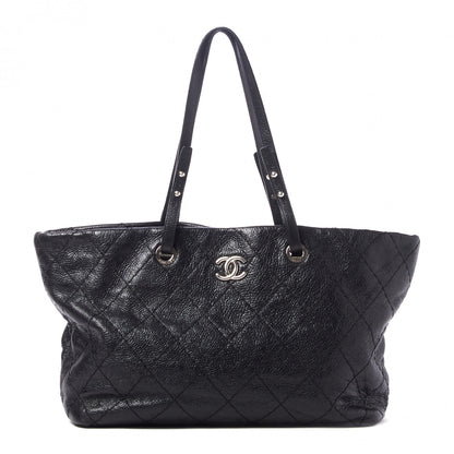 Chanel Glazed Calfskin Large On The Road Tote Black 1 of 9