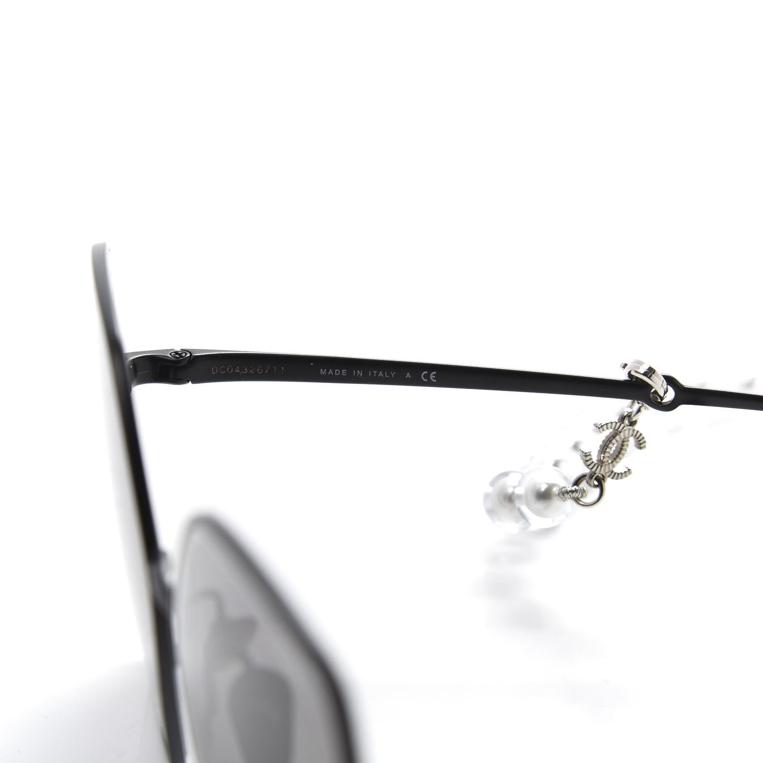 Chanel Metal Butterfly Removable Pearl Chain Sunglasses 4262 Black 5 of 10