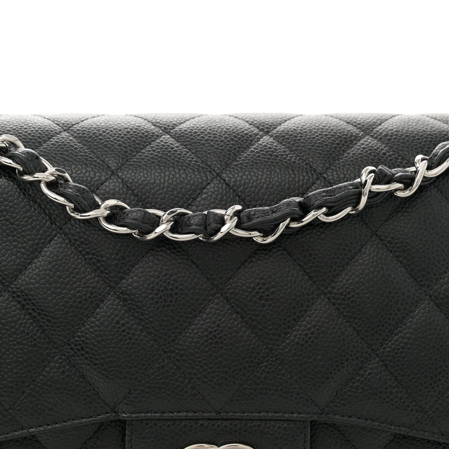 Caviar Quilted Jumbo Double Flap Black
