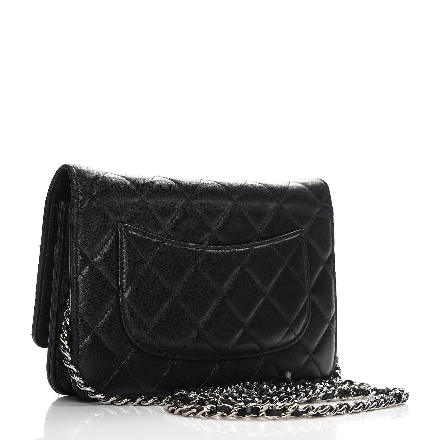 Lambskin Quilted Wallet On Chain WOC Black