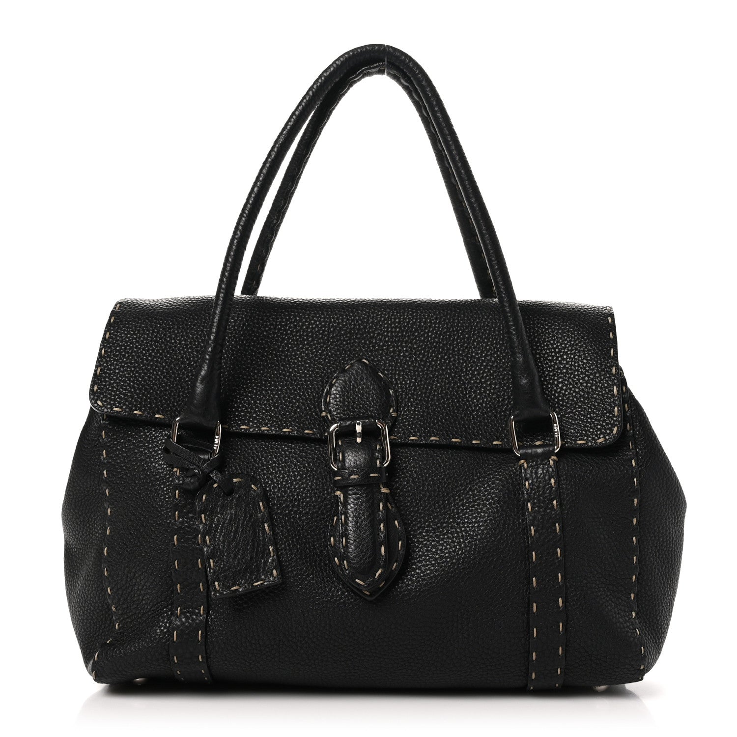 Fendi Cuoio Romano Selleria Medium Linda Satchel Black 1 of 9