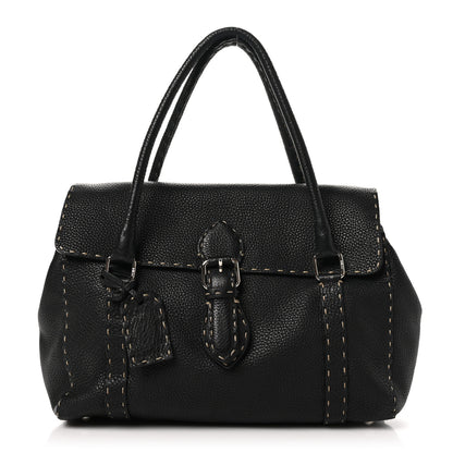 Fendi Cuoio Romano Selleria Medium Linda Satchel Black 1 of 9