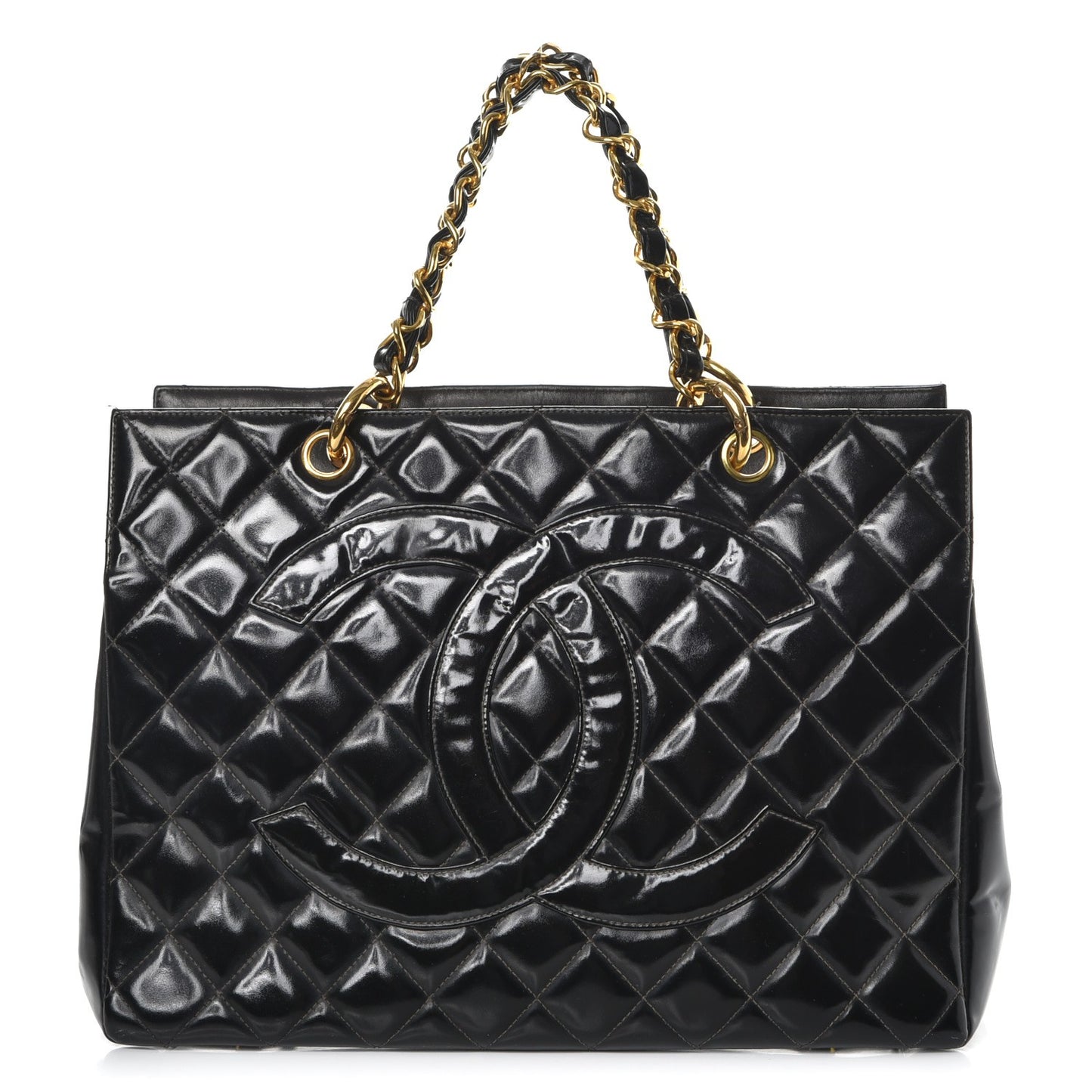 Patent Quilted Grand Shopping Tote GST Black