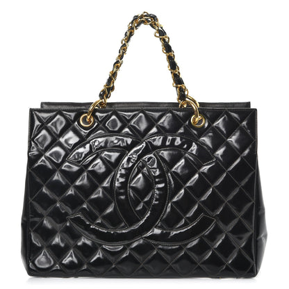 Chanel Patent Quilted Grand Shopping Tote GST Black 1 of 11