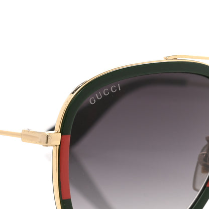 Gucci Web Aviator Sunglasses GG0062S Green Red 9 of 14