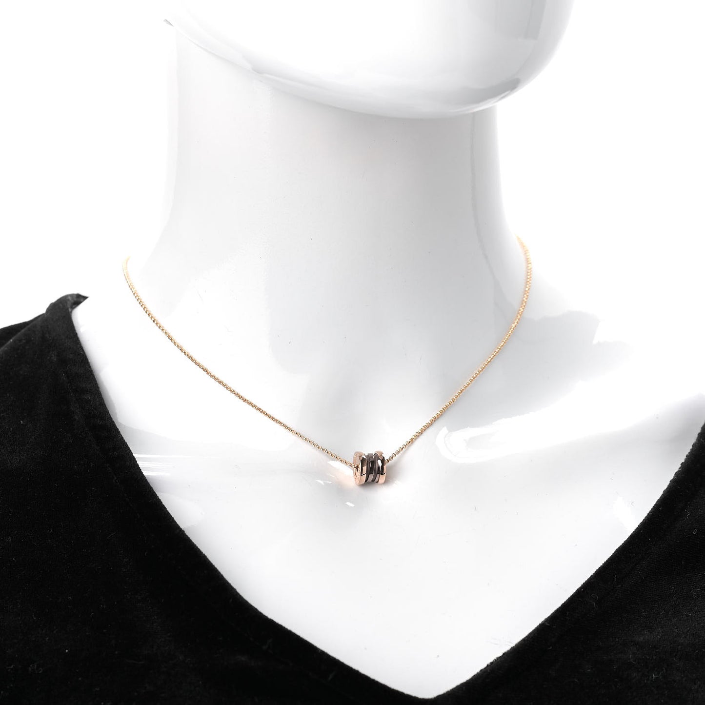 18K Rose Gold Cermet Small B.Zero1 Pendant Necklace