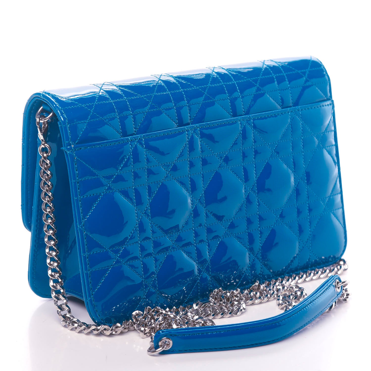 Christian Dior Patent Cannage Miss Dior Promenade Pouch Blue Tahiti 3 of 9