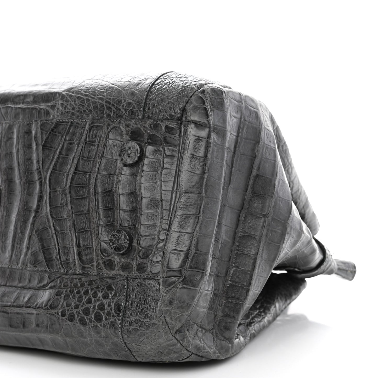 Crocodile Top Handle Satchel Dark Grey