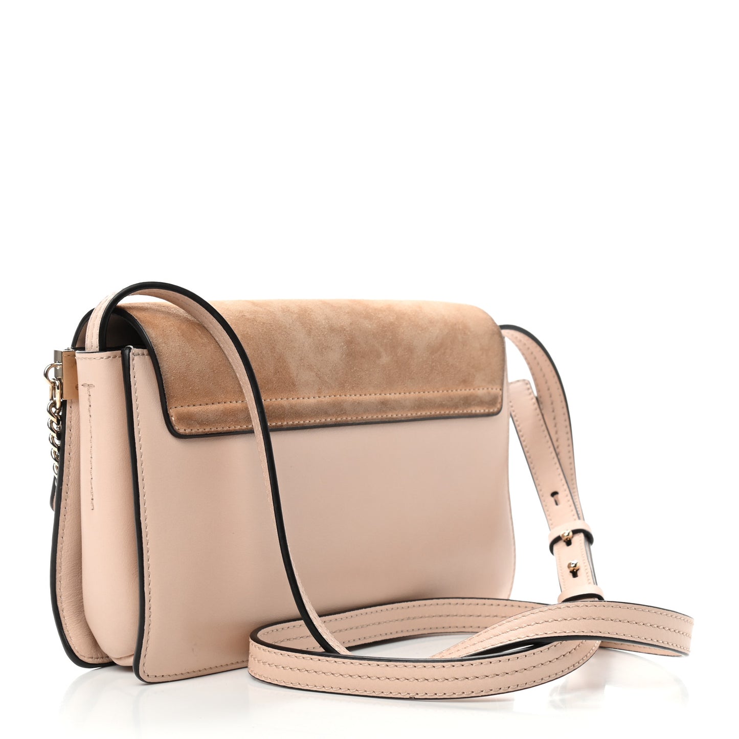 Suede Calfskin Small Faye Shoulder Bag Cement Pink