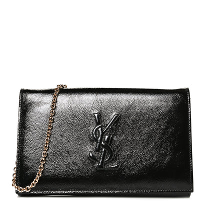 Saint Laurent Textured Patent Belle de Jour Chain Clutch Black 1 of 9