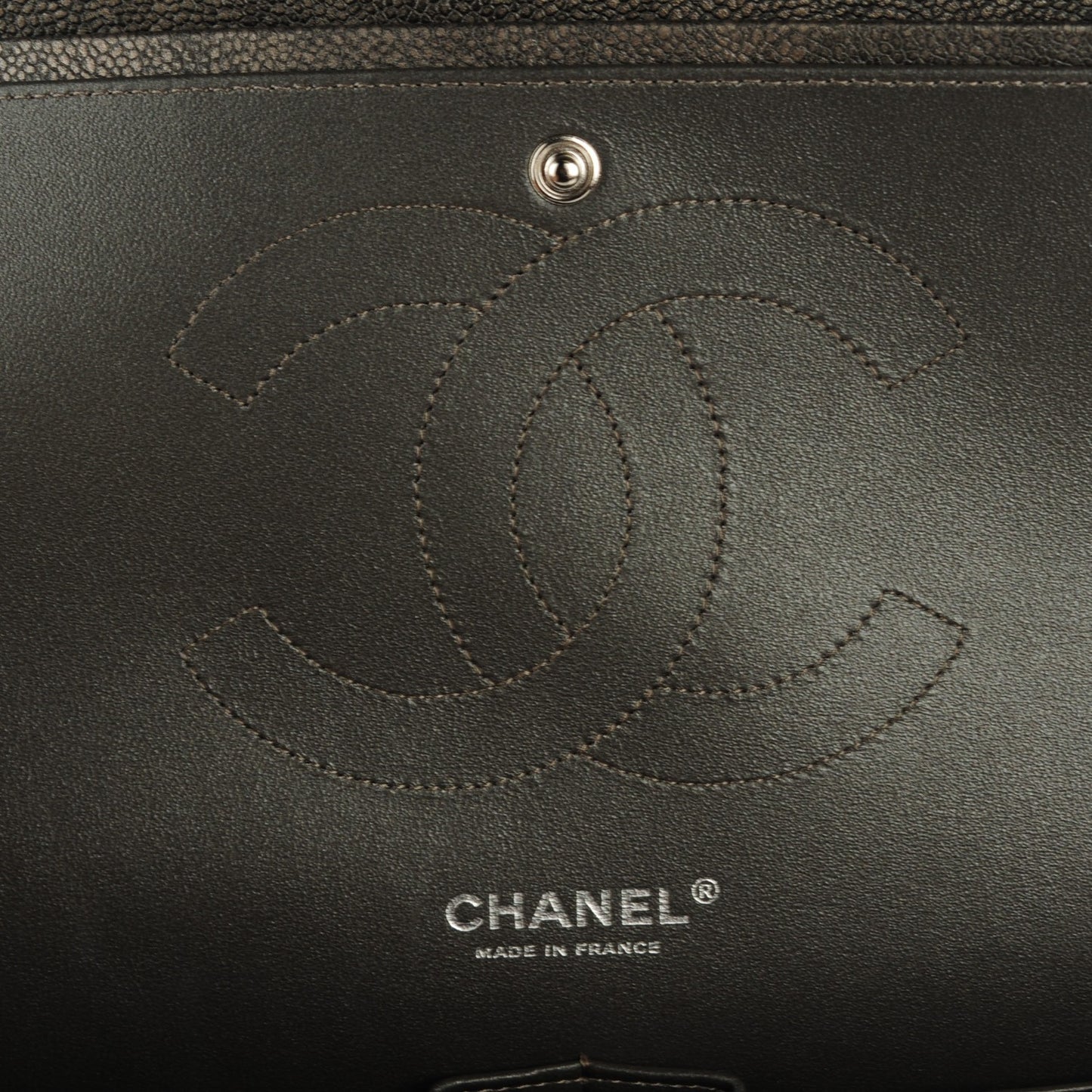 Iridescent Caviar Quilted Jumbo Double Flap Dark Silver