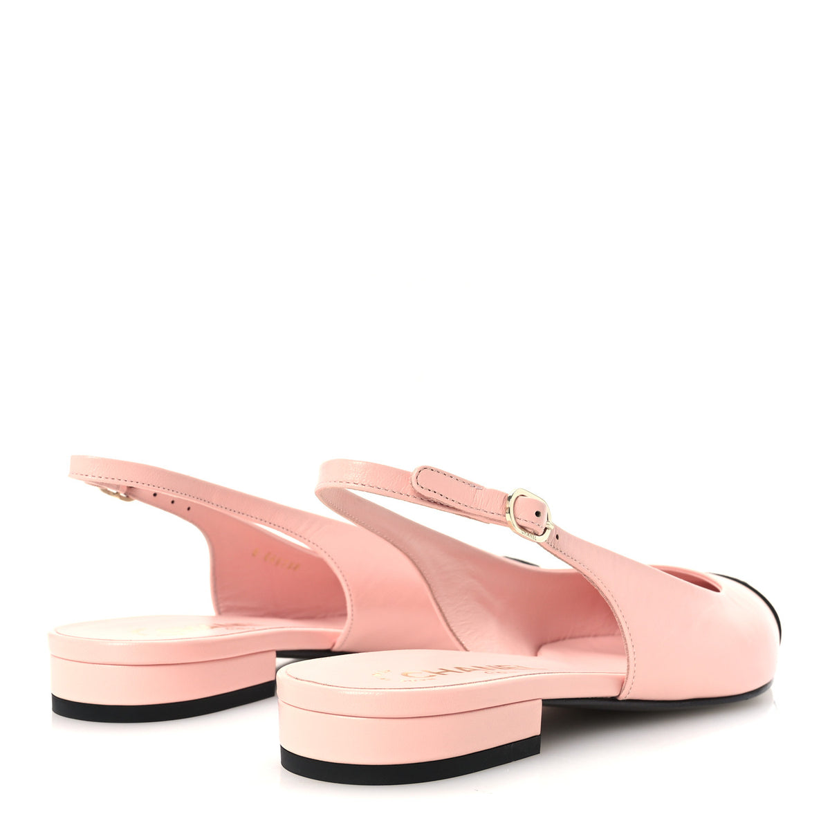 Goatskin Grosgrain Pointed Toe CC Slingback Flats 39 Pink Black