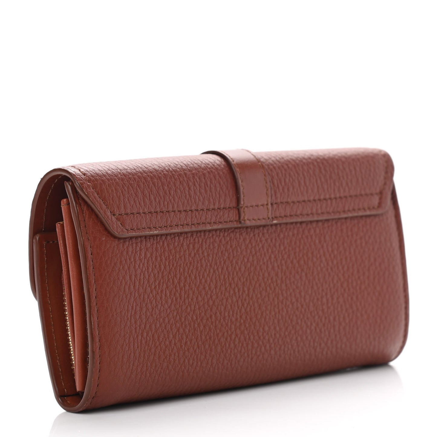 Grained Calfskin Aby Long Wallet Sepia Brown