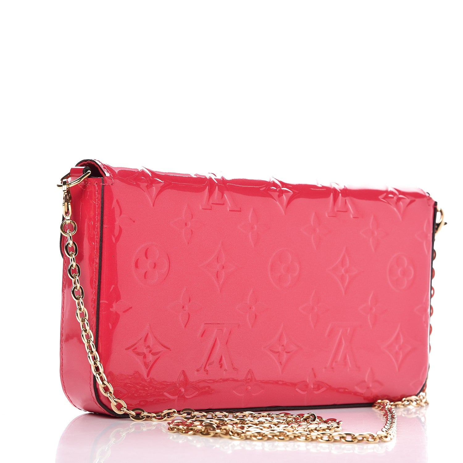 Louis Vuitton Vernis Felicie Pochette Chain Wallet Hot Pink 2 of 11