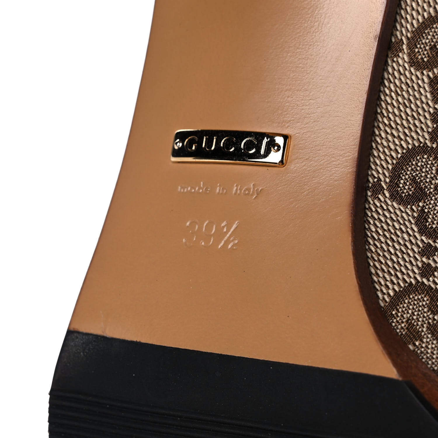 Gucci Monogram Lisa Mid Heel Boots 39.5 Beige Ebony 6 of 8