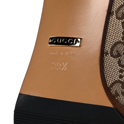 Gucci Monogram Lisa Mid Heel Boots 39.5 Beige Ebony 6 of 8