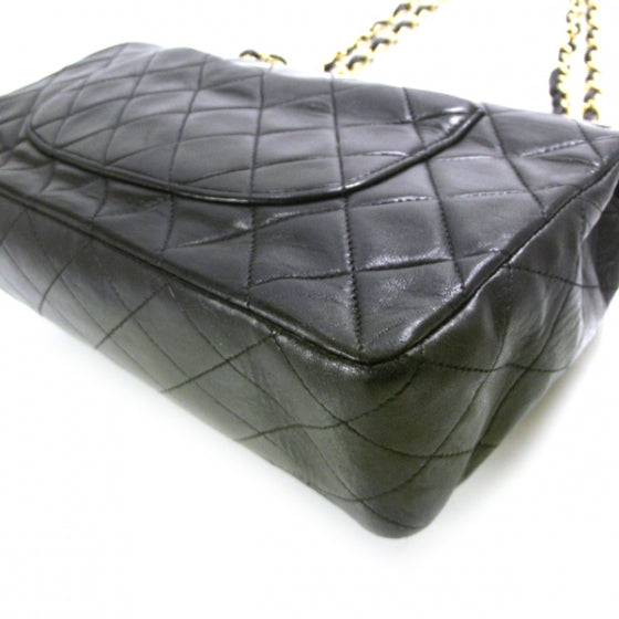 Lambskin Medium Double Flap Black