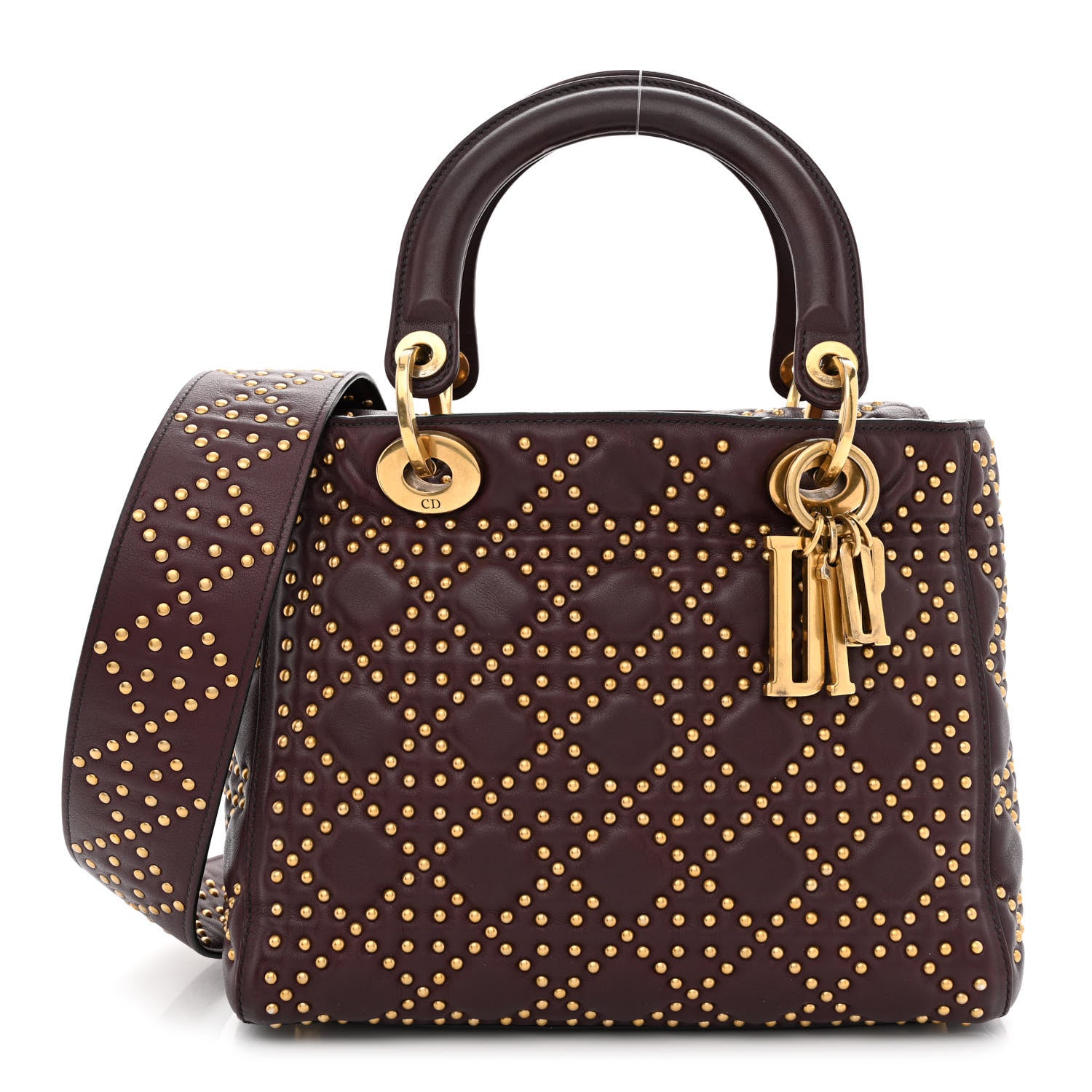 Christian Dior Calfskin Cannage Studded Medium Supple Lady Dior Deep Amaranth 1 of 10