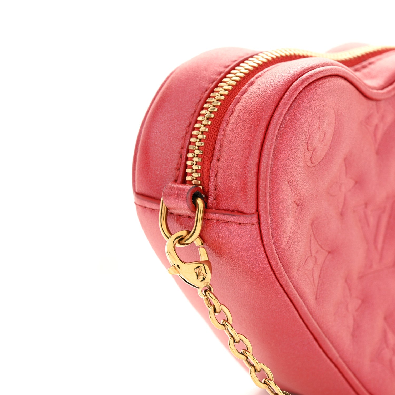 Louis Vuitton Lambskin Embossed Monogram Fall In Love Sac Coeur Heart Chain Bag Lipstick Red 12 of 12