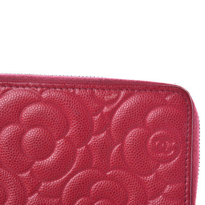 Chanel Caviar Camellia Embossed Small Zip Around Wallet Dark Pink 9 of 11
