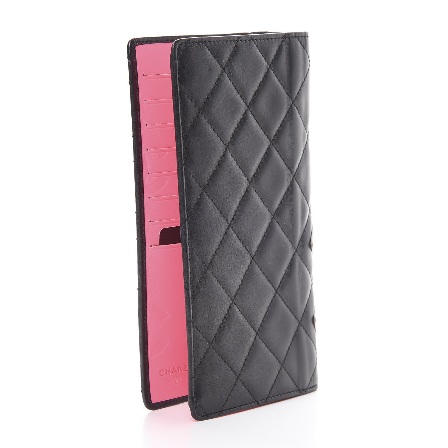 Chanel Calfskin Quilted Cambon Yen Wallet Black White 2 of 9
