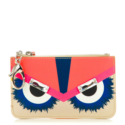 Fendi Saffiano Crystal Eye Monster Coin Pouch Key Case Bellini Multicolor 1 of 7