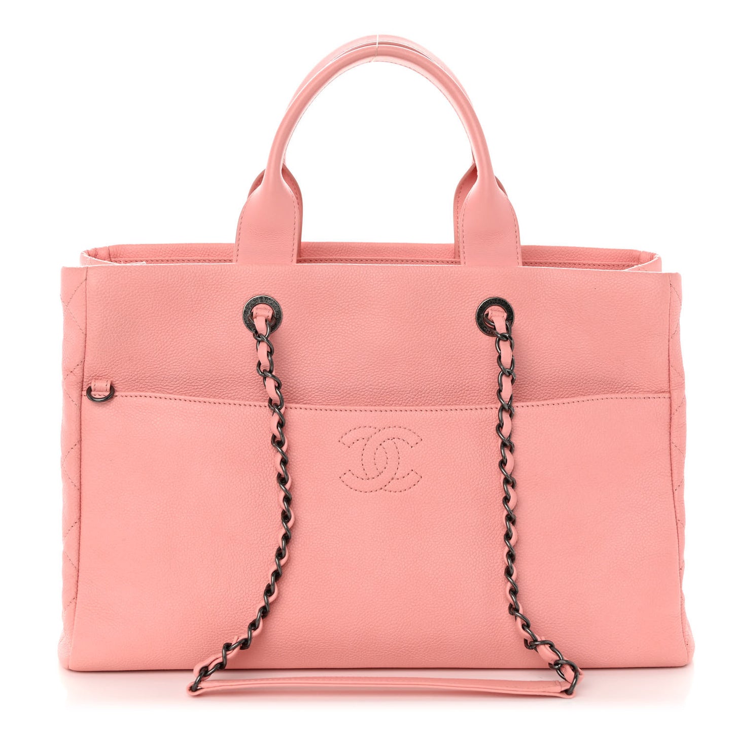 Caviar Lambskin Quilted Large Coco Break Shopping Bag Pink