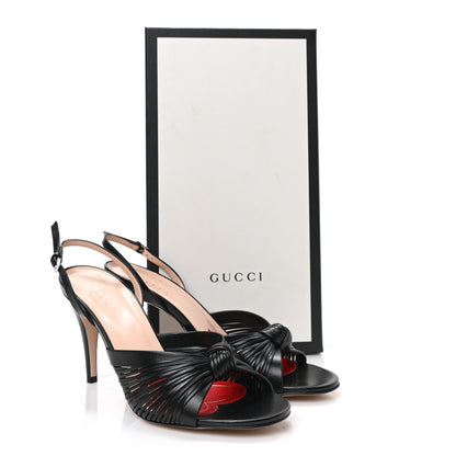 Gucci Nappa Crawford Knot Slingback Slide Sandals 38 Black 7 of 7