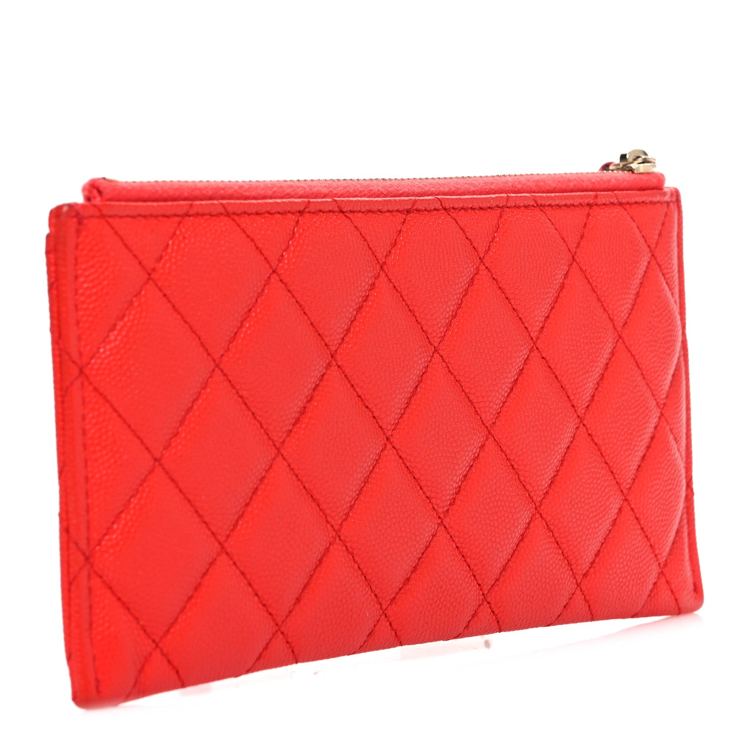 Chanel Caviar Quilted Classic Zip Pouch Red 3 of 8