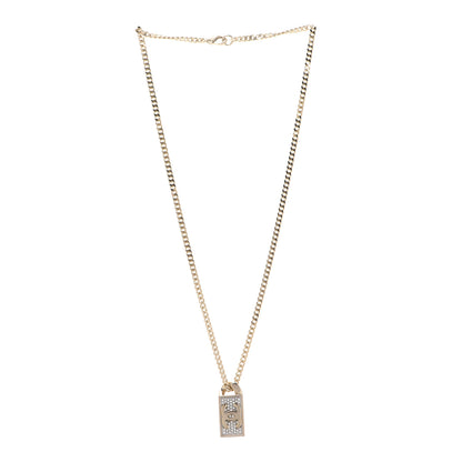 Chanel Crystal Dog Tag Chain Necklace Gold 3 of 6