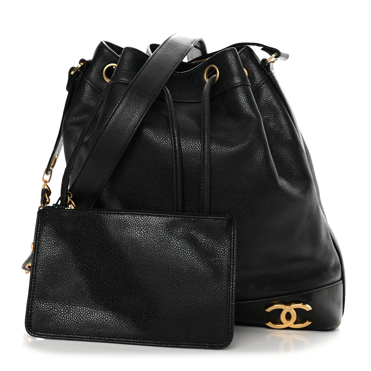 Chanel Caviar CC Drawstring Shoulder Bag Black 1 of 13
