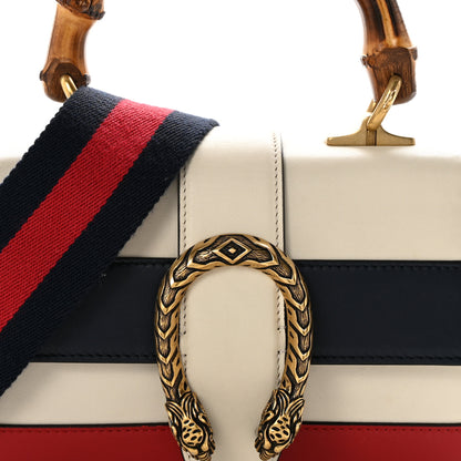 Gucci Calfskin Bamboo Web Mini Dionysus Top Handle Bag White Blue Hibiscus Red 8 of 14