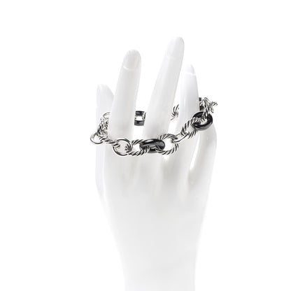 David Yurman Sterling Silver Ceramic 13mm Large Oval Link Bracelet Black 2 of 5