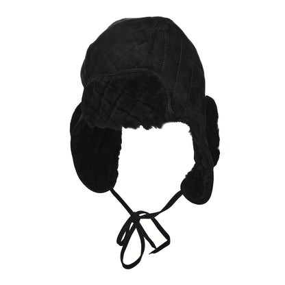 Chanel Lambskin Shearling Quilted Hat Black White 1 of 8