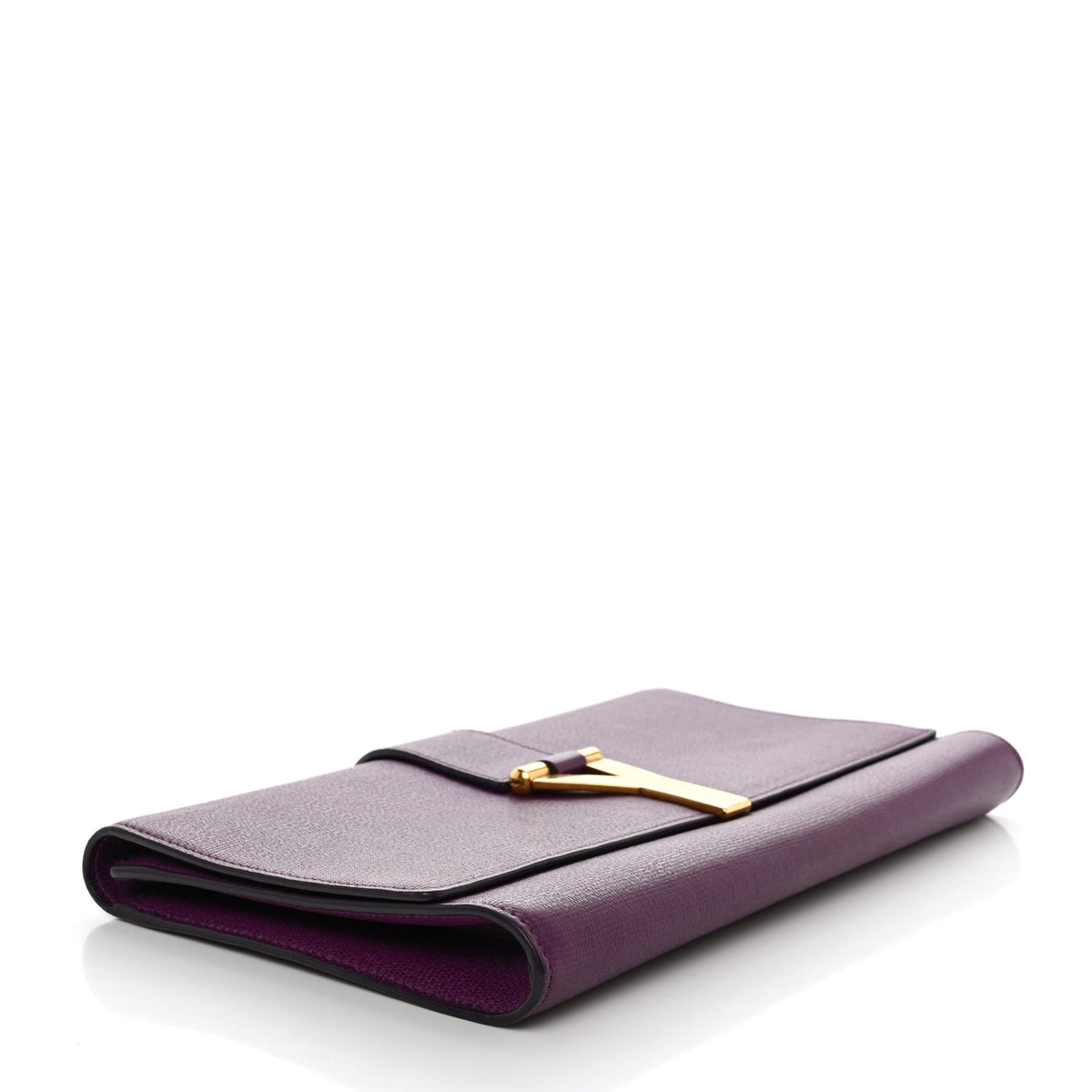 Textured Calfskin Classic Y Ligne Clutch Purple