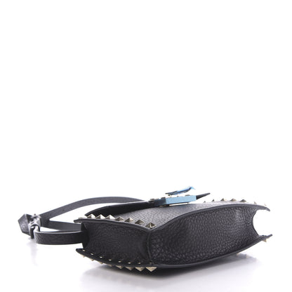 Valentino Garavani Pebbled Calfskin Small Rockstud Overlay Flap Shoulder Bag Black 4 of 11