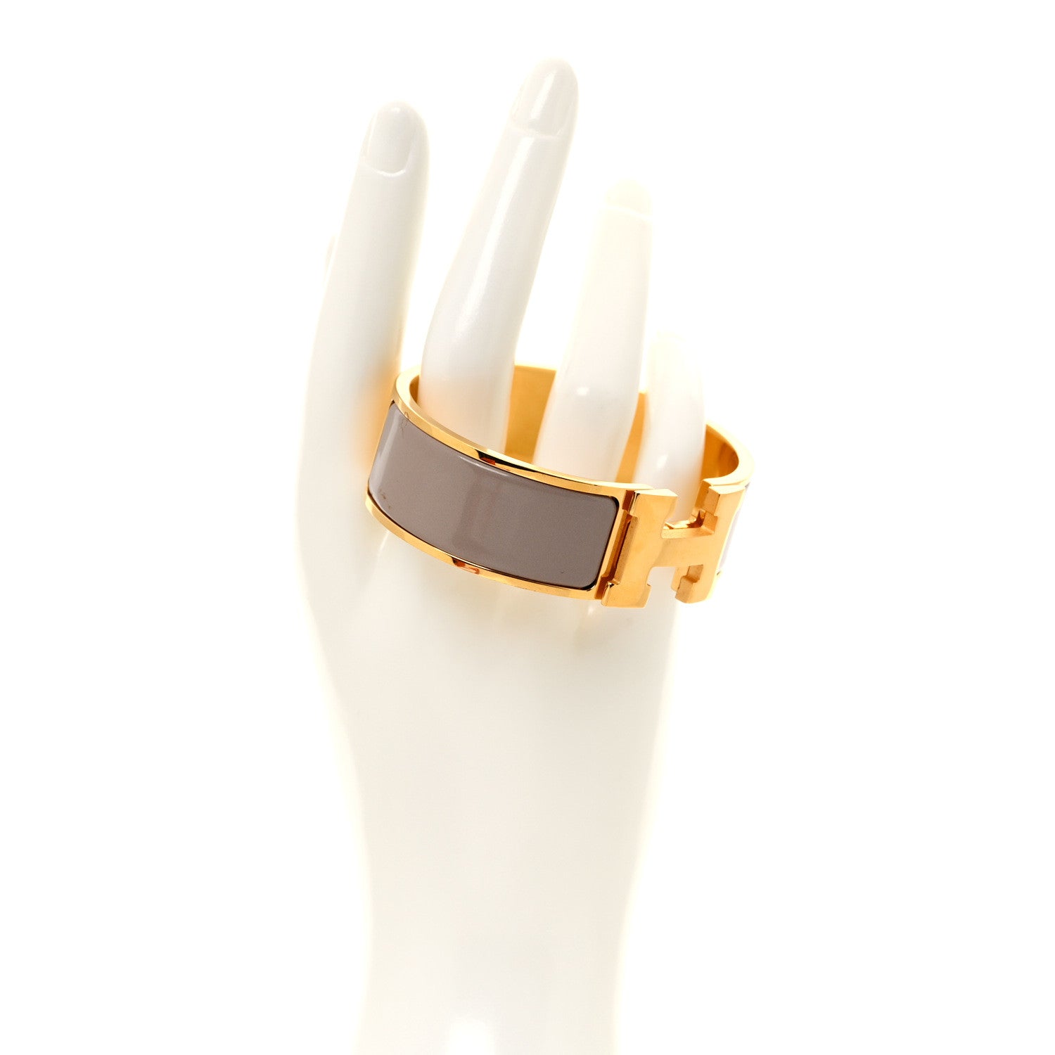 Hermes Enamel Wide Clic Clac H Bracelet GM Marron Glace 2 of 5