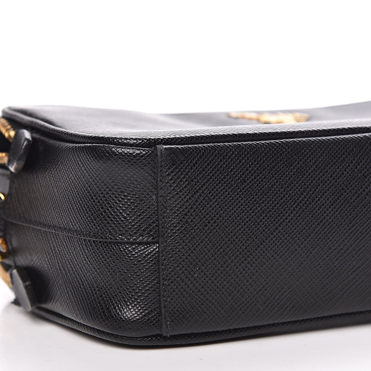 Saffiano Mini Double Zip Crossbody Black