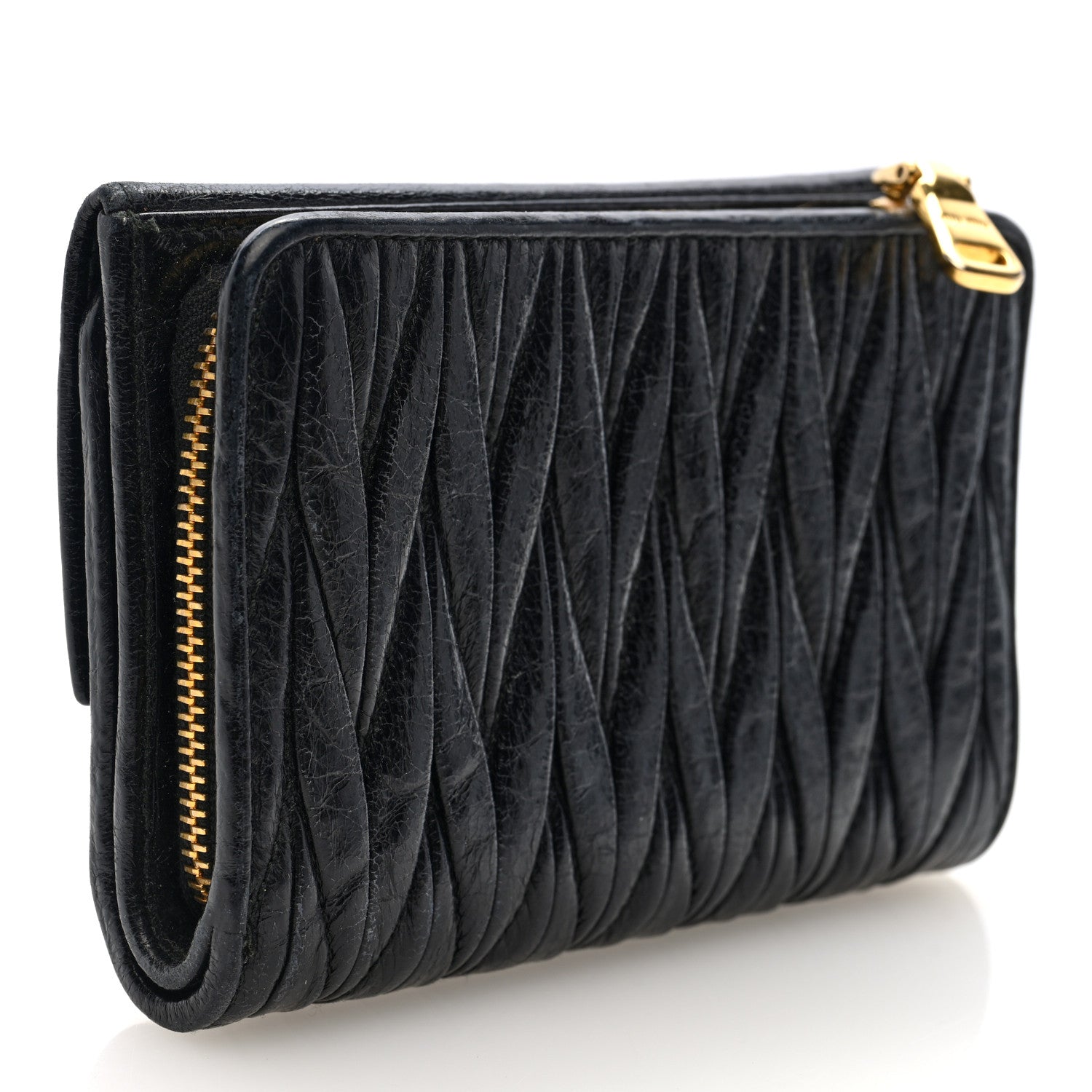 Miu Miu Vitello Lux Matelasse Lux Bi-Fold Compact Wallet Black 3 of 6
