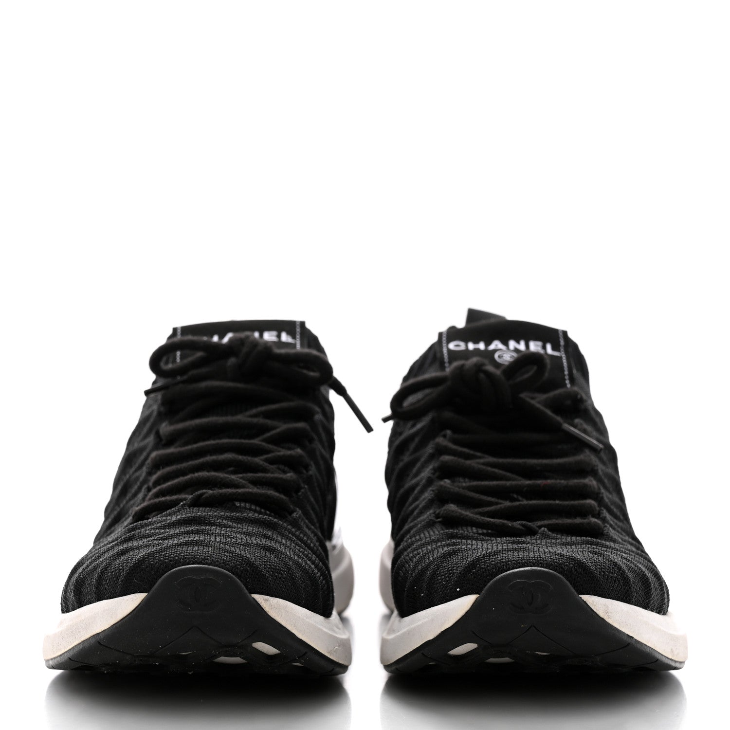 Chanel Fabric Logo Sneakers 36.5 Black 2 of 9