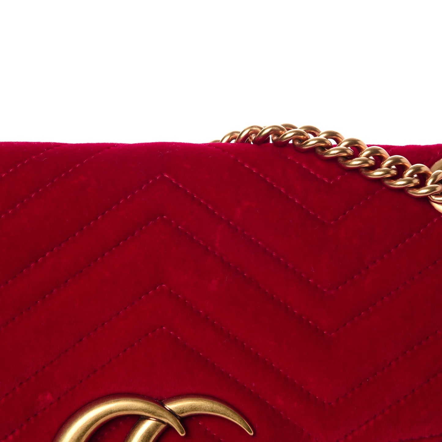 Velvet Matelasse Medium GG Marmont Shoulder Bag Hibiscus Red