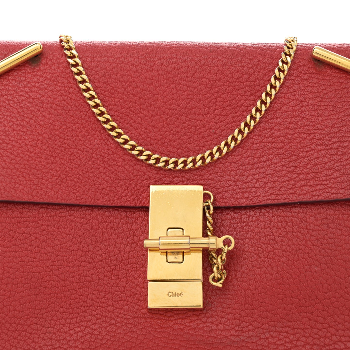 Grained Lambskin Drew Shoulder Bag Plaid Red