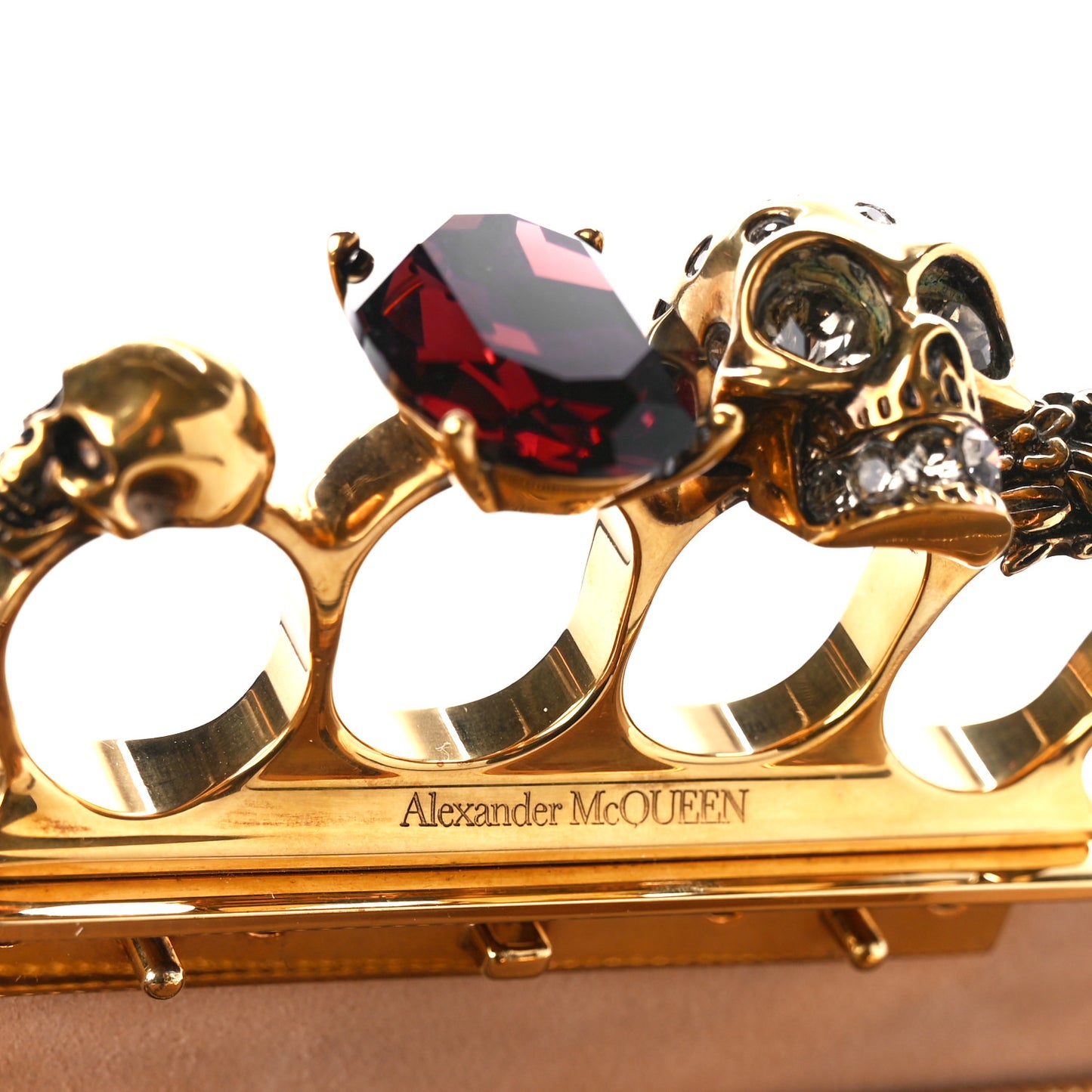 Calfskin Crocodile Embossed Knuckle Flat Clutch Burgundy