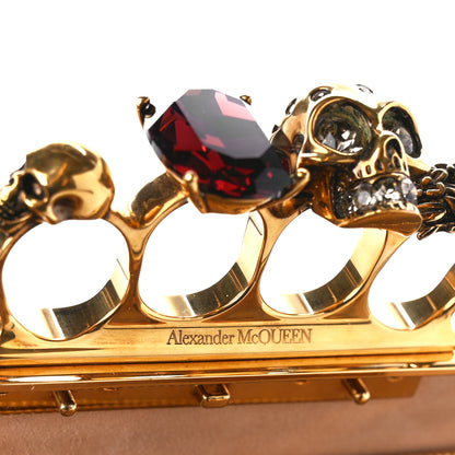 Alexander McQueen Calfskin Crocodile Embossed Knuckle Flat Clutch Burgundy 8 of 11