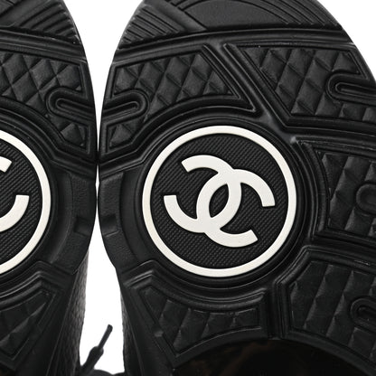Chanel Mesh Suede Grained Calfskin Womens CC Sneakers 41 Black White 5 of 7